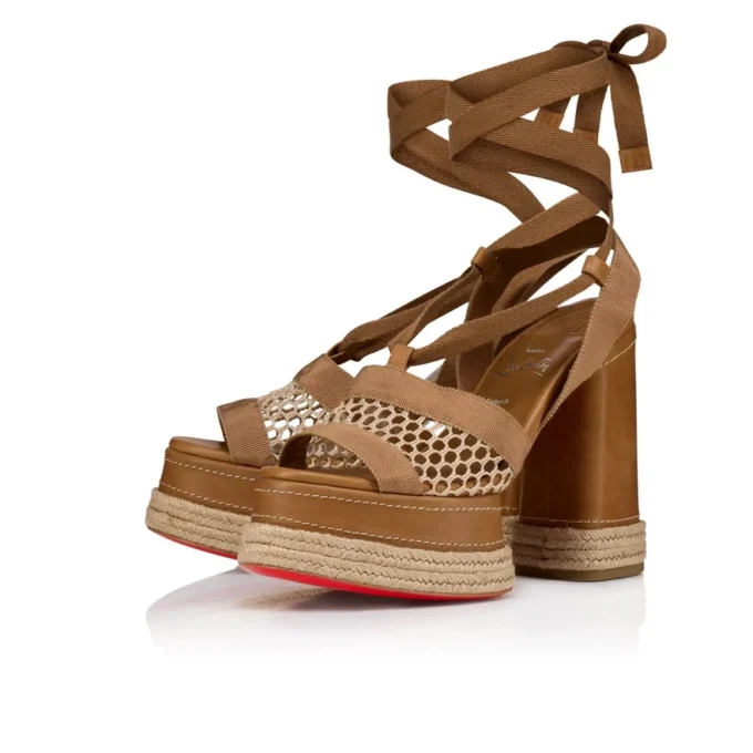 Toledissima – 130 Mm Espadrilles – Mesh and Waxed Calf Leather – Lionne – Women Toledissima – 130 Mm Espadrilles – Mesh and Waxed Calf Leather – Lionne – Women